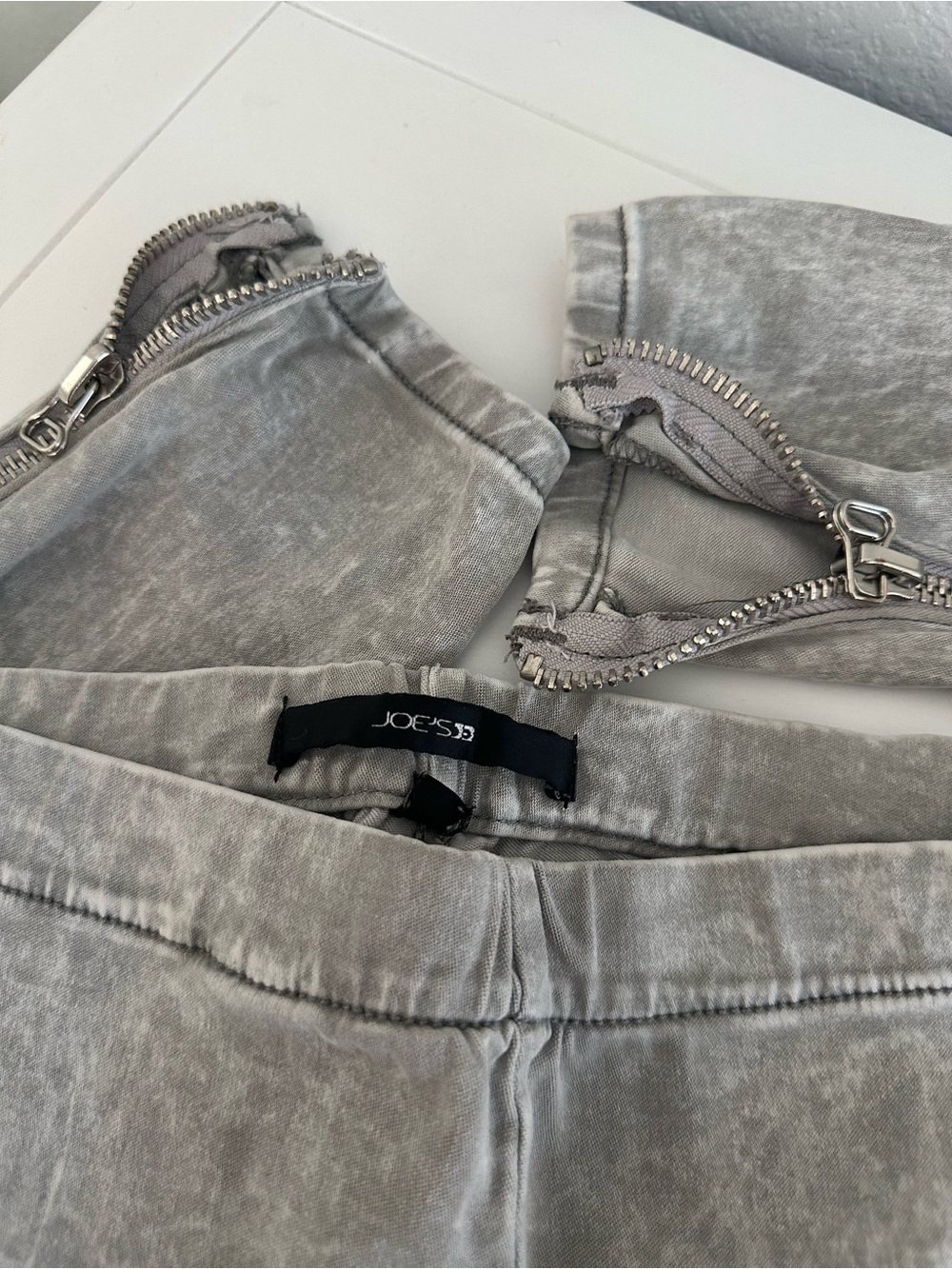 Joe's Jeans Light Grey Washed Skinny Jeans with Zip Hem